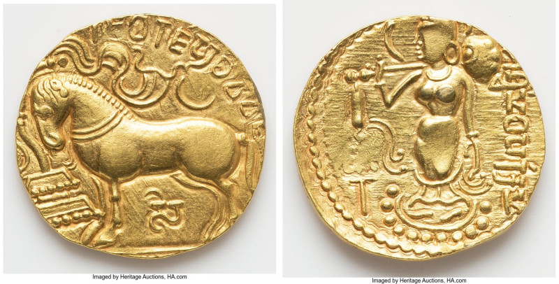 INDIA. Gupta Empire. Samudragupta (ca. AD 344-378). AV dinar (21mm, 6.90 gm, 12h...