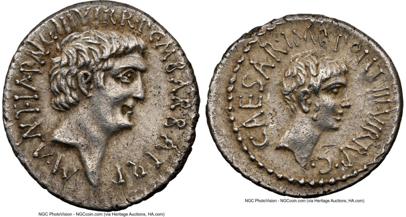 Marc Antony and Octavian, as Imperatores and Triumviri (43-30 BC). AR denarius (...