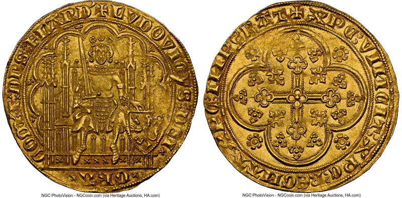 Flanders. Louis II de Mâle (1346-1384) gold Chaise d'Or au lion ND (1369-1384) M...