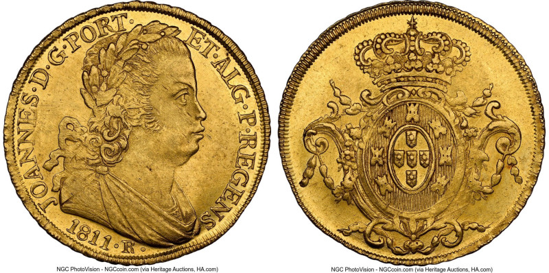 João Prince Regent gold 6400 Reis (Peça) 1811-R MS63 NGC, Rio de Janeiro mint, K...