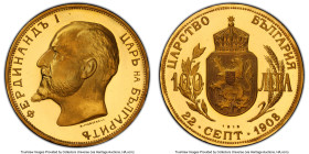 Republic gold Proof Restrike 100 Leva 1912-Dated (1967-1968) PR69 Deep Cameo PCGS, Sofia mint, KM34, cf. Fr-5 (original Proof). Mintage: 1,000. Nation...