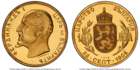 Republic gold Proof Restrike 100 Leva 1912-Dated (1967-1968) PR68 Cameo PCGS, Sofia mint, KM34, cf. Fr-5 (original Proof). Mintage: 1,000. Stunning ey...