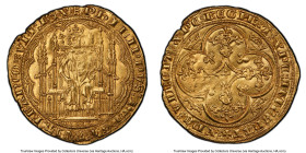 Philippe VI (1328-1350) gold Chaise d'Or ND (from 1346) MS63 PCGS, Paris mint, Fr-269, Ciani-290, Dup-258. 4.66gm. Emission from 17 July 1346. Much sc...