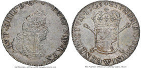 Louis XIV 1/2 Ecu de Flandre 1705-W AU55 NGC, Lille mint, KM358, Dup-1561, Gad-196 (R5), L4L-346 (R5). Struck over an earlier 1/2 Ecu de Flandre of th...