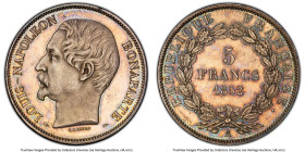 Napoleon III silver Specimen Pattern 5 Francs 1852-A SP64 PCGS, Paris mint, Gad-722, Maz-1217a. J.J. Barre signature. A wonderful Pattern issue, disti...