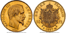 Napoleon III gold 50 Francs 1857-A MS64 NGC, Paris mint, KM785.1, Gad-1111, F-547. Laden with velveteen appearances and nary a significant visual detr...