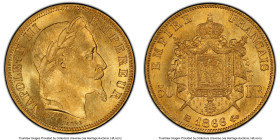 Napoleon III gold 50 Francs 1866-BB MS64 PCGS, Strasbourg mint, KM804.2, Gad-1112. A supreme outlier of this collectible type, punctuated by nearly pr...