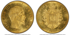 Napoleon III gold 100 Francs 1855-A MS62 PCGS, Paris mint, KM786.1, Gad-1135, F-550. Embellished throughout by a thick satin sheen as the result of a ...