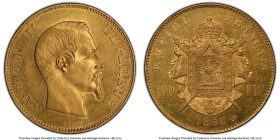 Napoleon III gold 100 Francs 1856-A MS62 PCGS, Paris mint, KM786.1, Gad-1135, F-550. Benefitting from fully struck-up designs and luminous fields that...