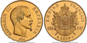 Napoleon III gold 100 Francs 1858-A MS63 NGC, Paris mint, KM786.1, Gad-1135. Mintage: 92,000. A compelling selection that offers striking surface qual...