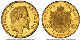 Napoleon III gold 100 Francs 1869-A MS62 PCGS, Paris mint, KM802.1, Gad-1136, F-551. This charming representative possesses a praiseworthy degree of s...