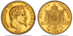 Napoleon III gold 100 Francs 1869-BB MS62 PCGS, Strasbourg mint, KM802.2, F-551, Gad-1136. Mintage: 14,000. A highly popular type bearing velveteen lu...