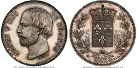 Henri V Pretender silver Proof Essai 5 Francs 1871 PR64 NGC, Brussels mint, KM-X37.2, Maz-926 (R2), VG-2731. A fabulous, well-presenting example of th...