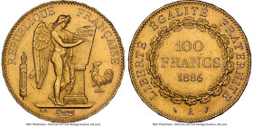 Republic gold 100 Francs 1886-A MS63 NGC, Paris mint, KM832, Gad-1137. Entrancing for the type and enlivened by boisterous mint brilliance. HID0980124...