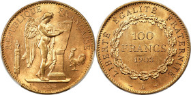 Republic gold 100 Francs 1903-A MS64 PCGS, Paris mint, KM832, Gad-1137. Mintage: 10,000. Immensely flashy and exuding highly watery characteristics th...