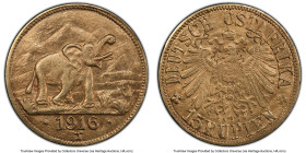 German Colony. Wilhelm II gold 15 Rupien 1916-T MS63 PCGS, Tabora mint, KM16.1, J-728b. Arabesque below "T" of OSTAFRIKA variety. The surge of interes...