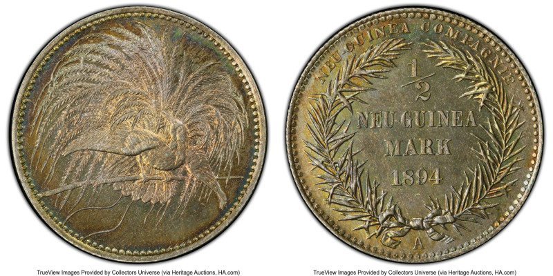 German Colony. Wilhelm II Proof 1/2 Mark 1894-A PR65 PCGS, Berlin mint, KM4, J-7...