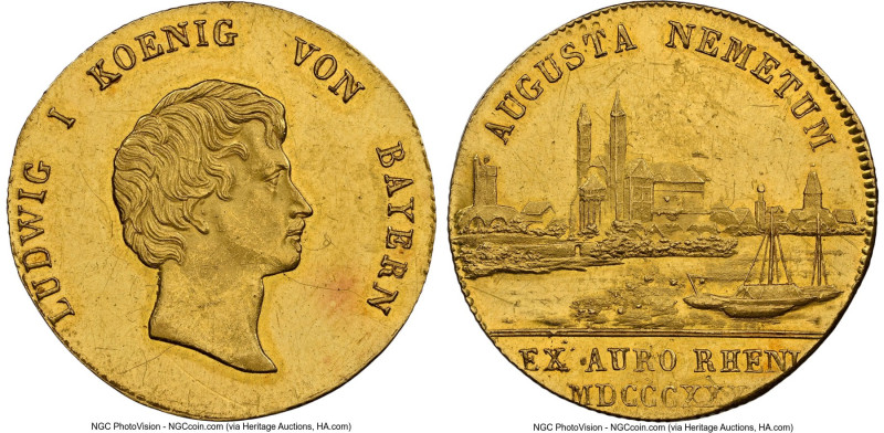 Bavaria. Ludwig I gold "Rhine" Ducat 1830 MS62 NGC, KM759, Fr-275. German "LUDWI...