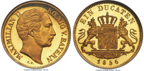 Bavaria. Maximilian II gold Proof Ducat 1856 PF65 NGC, KM839, Fr-277, J-127. Mintage: 3,782. Just the fourth time we've offered this type at our firm ...