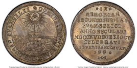 Frankfurt. Free City 1/2 Taler 1717-IIF MS64 PCGS, KM182, Schön-24. 200th Anniversary of the Reformation. An incredible example of this medallic Half ...