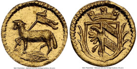 Nürnberg. Free City gold 1/32 Ducat ND (1700-Dated) MS67 NGC, KM245, Fr-1897. A tiny gold rendition of this desirable "Paschal lamb" emission, present...