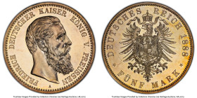 Prussia. Friedrich III Proof 5 Mark 1888-A PR64 PCGS, Berlin mint, KM512, J-99. Just three examples grade higher on PCGS, exhibiting fierce flash and ...