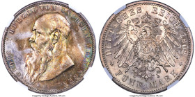 Saxe-Meiningen. Georg II 5 Mark 1902-D MS65+ NGC, Munich mint, KM200, J-153. A fetching type that shows Georg II proudly displaying his long, regal be...