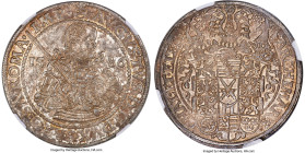 Saxony. Christian I Taler 1586-HB MS63 NGC, Dresden mint, KM-MB251, Dav-9806. One of only two Mint State examples of this date certified by NGC, crack...