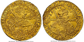 Saxony. Johann Georg I gold 3 Ducat 1630 AU55 NGC, Dresden mint, KM-A422, Fr-2700. 10.42gm. Struck on the centennial of the Augsburg Confession. While...