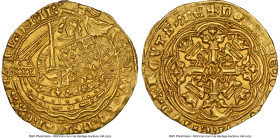 Edward III (1327-1377) gold 1/2 Noble ND (1361) MS64 NGC, Tower mint, S-1500, N-1223. Cross Potent mm, Transitional treaty period. 3.83gm. The so-call...