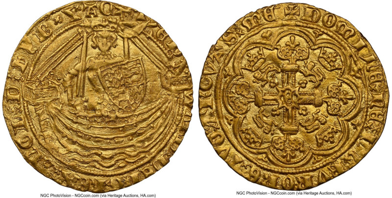 Edward III (1327-1377) gold 1/2 Noble ND (1361-1369) MS61 NGC, Tower mint, Cross...