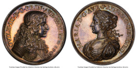 Charles II silver "Marriage of William of Orange to Princess Mary" Medal ND (1677) MS62 PCGS, Eimer-256, MI-568-235. By N. Chevalier. A popular 17th C...