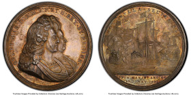 William & Mary silver Specimen "Battle of La Hogue" Medal 1692 SP62 PCGS, Eimer-346, MI-64/266. 50mm. By James Roettier (likely). Commemorating the Na...
