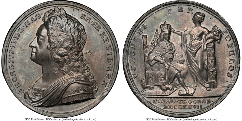 George II silver "Coronation" Medal 1727 MS64 NGC, Eimer-510, MI-479-4. 34mm. By...