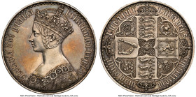 Victoria Proof "Gothic" Crown 1847 PR58 NGC, KM744, S-3883, ESC-2571. UN DECIMO on edge. Arguably the most iconic issue from Victoria's prolific reign...
