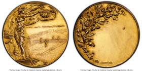 "Tennis" gold Specimen Medal ND (c. 1900) UNC Details (Spot Removed) PCGS, 24.11gm. Hallmarked "375" (9 karat gold). Featuring a lovely old-time lawn ...