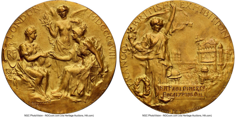 Edward VII gold "Franco-British Exhibition" Award Medal 1908 MS66 NGC, BHM-3960....