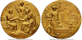 Edward VII gold "Franco-British Exhibition" Award Medal 1908 MS66 NGC, BHM-3960. 32mm. 18.74gm. Edge: V&S and hallmarks for 9 carat gold. By Frank Bow...