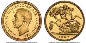 George VI gold Proof 1/2 Sovereign 1937 PR65 Cameo PCGS, KM858, S-4077. A handsome, coronation year Proof presented here in unordinary quality. The Ca...