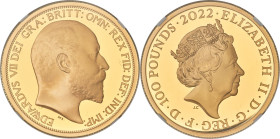 Elizabeth II gold Proof "King Edward VII" 100 Pounds (1 oz) 2022 PR70 Ultra Cameo NGC, S-BMGA4. Mintage: 610. British Monarchs series. One of First 10...
