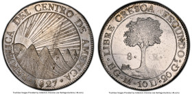 Central American Republic 8 Reales 1827 NG-M MS62 PCGS, Nueva Guatemala mint, KM4, Elizondo-87. Icy surfaces abound on this near-Choice Mint State sur...