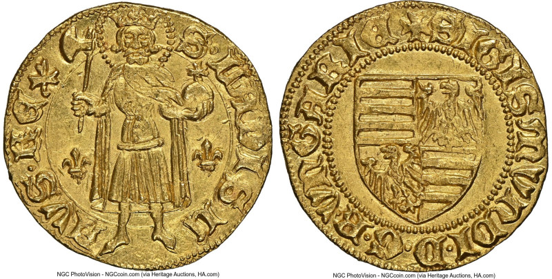 Sigismund gold Goldgulden ND (1387-1437) MS65 NGC, Fr-9. 3.54gm. Arms with eagle...