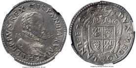 Milan. Philip II of Spain Scudo 1588 AU58 NGC, Dav-8309. The finest example certified by NGC, still displaying a replete amount of luster that glisten...