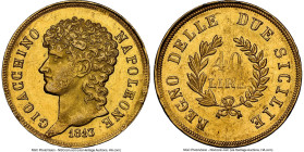 Naples & Sicily. Joachim Murat gold 40 Lire 1813 MS61 NGC, KM266, Fr-859. A true stunner for a type almost exclusively witnessed lightly circulated or...