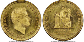 Naples & Sicily. Ferdinando II gold 3 Ducati 1854 MS65 NGC, KM367. A clear conditional and aesthetic outlier, instantly recognized as special when vie...