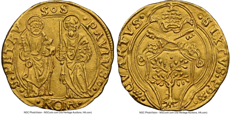 Papal States. Sixtus IV gold Ducat ND (1471-1484) MS64 NGC, Rome mint, Fr-25, Be...