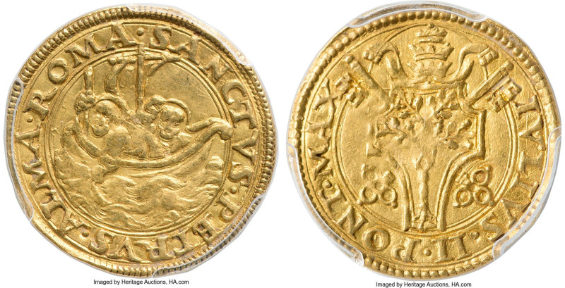 Papal States. Julius II gold Fiorino di Camera ND (1503-1513) AU55 PCGS, Rome mi...