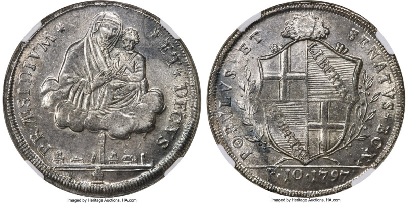 Papal States - Bologna. Revolutionary Government 10 Paoli (Scudo) 1797 MS63 NGC,...