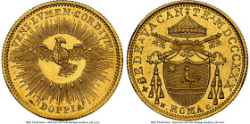 Papal States. Sede Vacante gold Doppia MDCCCXXX (1830)-R MS64 NGC, Rome mint, KM1102, Fr-259. Highly detailed and lustrous thanks to likely long-term ...