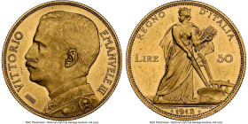 Vittorio Emanuele III gold 50 Lire 1912-R MS63 NGC, Rome mint, KM49, Fr-27. The only collectible date for this coveted three-year type, showcasing a s...